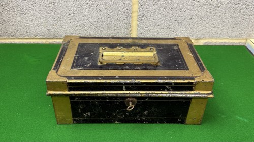 Antique cash box with - cash,
