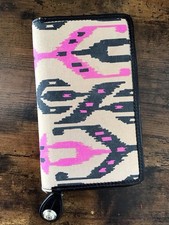 FILOFAX-ALICE TEMPERLEY-IKAT COMPACT PERSONAL-PINK ICONIC FABRIC-BLACK PATENT