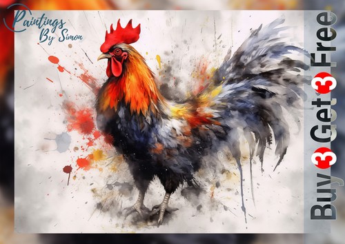 Cockerel watercolor painting - watercolor,