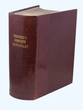 1884 WEBSTER'S COMPLETE DICTIONARY large quarter leather binding, illustrated