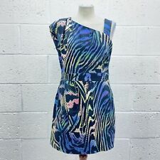 NEXT RUNWAY COLLECTION BLACK ABSTRACT PRINT PLEATED SHOULDER MINI DRESS UK 14