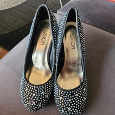 Fusion Ladies Womens Diamante Heeled Shoes, Size 4 UK