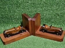Vintage Rolls Royce Wooden Car Bookends Novelty 20cm