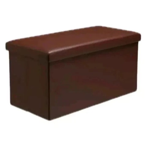 Faux leather folding ottoman - faux,
