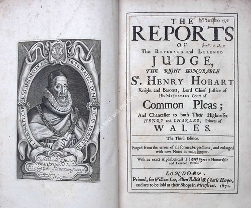 Judge sir henry - hobart,, 1671