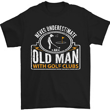 An Old Man With Golf Clubs Funny Golfing Mens T-Shirt 100% Cotton