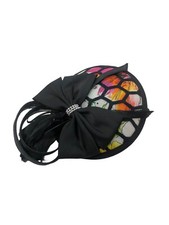 Ribbon Flowers Black Fascinator Percher Headband Hat Cocktail Festival Derby