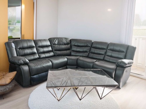 Black leather roma corner - black,
