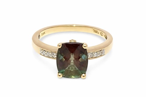 14k yellow gold - gold, green