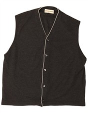 PIERRE CARDIN Mens Sleeveless Cardigan Sweater Large Grey Acrylic BS07
