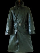 40s WW2 GERMAN LUFTWAFFE Leather Police Officers Trench Dispatch WW1 Coat Jacket