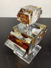 Vintage Very  Large Art Deco Style Crystal Amber Perfume Bottle