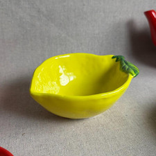 Lemon Shaped Bowl Ceramic Yellow Fruit 6x16x12cm