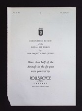 Original 1953 Advert Rolls-Royce Aero Engines Royal Air Force Review