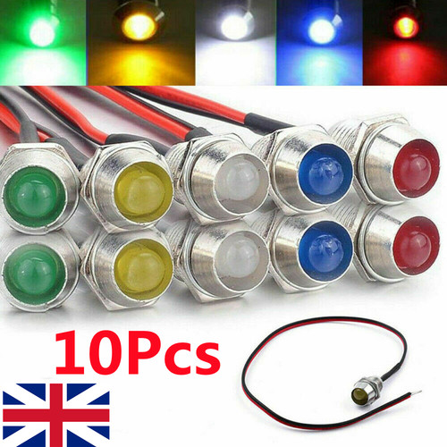 10pcs 12v 8mm led indicator - 10pcs,