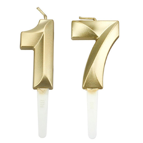 Gold number candle 17th - number, 17