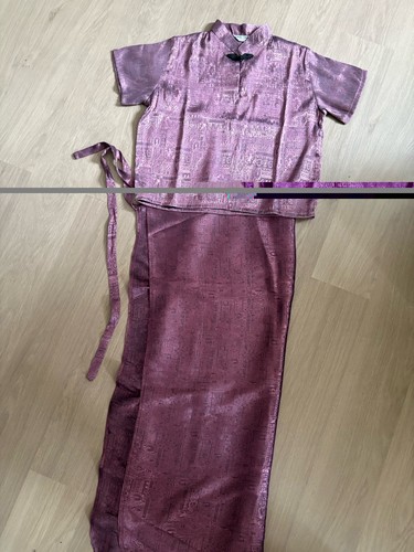 Thai silk sarong purple top - silk,