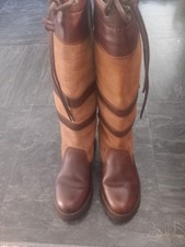 LADIE'S TAN & BROWN DUBARRY  GALWAY LEATHER COUNTRY BOOTS SIZE  UK 3.5 