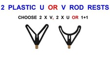2 PLASTIC V OR U-HEAD ROD RESTS FOR BUZZ BAR BANK STICK ROD POD CARP FISHING