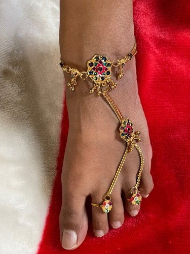 Indian gold plated anklets - gold,