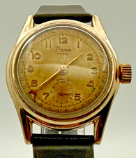 Rare Vintage 1949-1953 Stowa Parat Pointer Date 10 Micron Gold Plate Cal.Osco 42