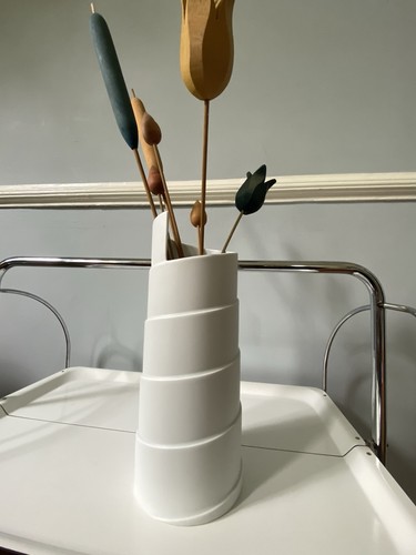 Spiral white ceramic vase - spiral, by