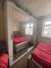 Mirrorred White Sliding Wardrobe Large