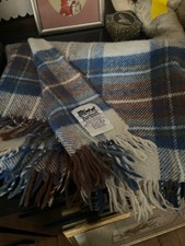 VINTAGE BURKRAFT BLANKET, THROW,, BLUETARTAN 30” x 45” 