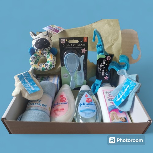 Blue baby boy shower basket - blue,