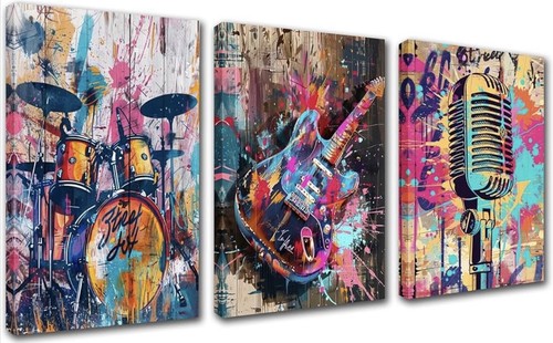 Set banksy music canvas - 3,