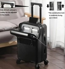 Cabin Suitcase 20" USB Port, Drinks holder, 360 Wheels, Easy access front zip