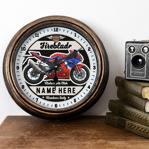 Personalised motorcycle clock - motorcycle,