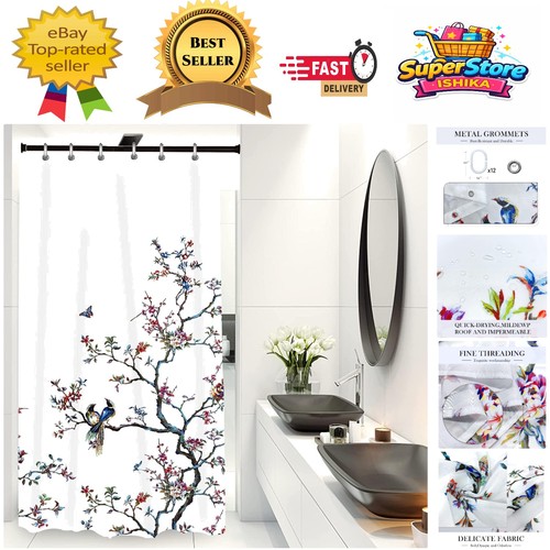 Stylish white birds - white, floral