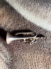 1960s Solid Silver Charm of a Trumpet Bugle lovely Mini Model of the real thing 