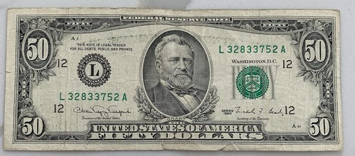 Fifty dollar bill - $50, ink