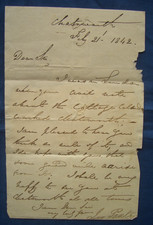 Autograph letter, 1842, signed by noted architect and gardener, Joseph Paxton