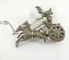 Silver Carriage Clock Brooch