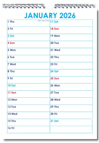 2026 calendar british - 2026, a4,