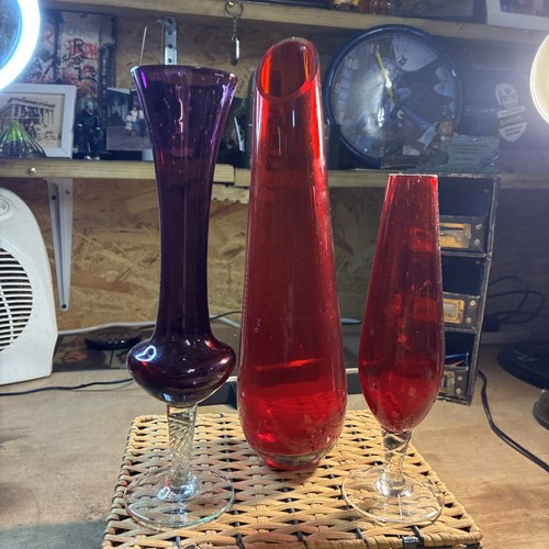 Vintage mid century red - mid, glass