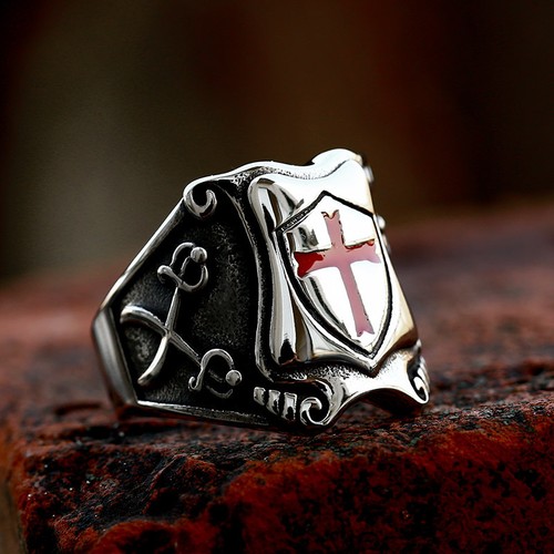 Knights templar red cross ring - knights,