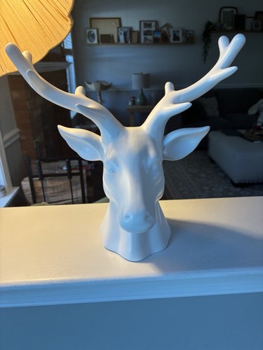 White ceramic deer head - deer,