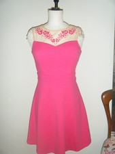 Amy Child shocking pink lace  dress size UK 10