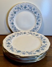 6 x Colclough Braganza In Blue Salad Plates 20.5 cm 8in Exceptional Condition