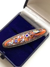 Antique Thomas L Mott Millefiori Brooch Marked TLM Sterling England 