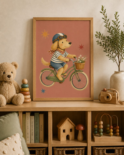 Golden retriever bicycle - retriever, on