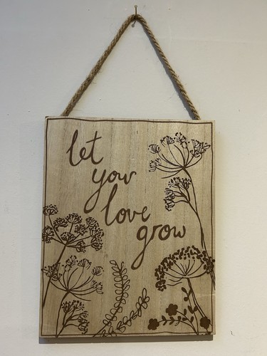 Vintage large etch wood - wood, sign