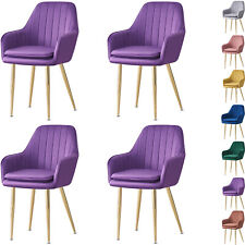 Velvet Fabric Upholstered Armchair Dinning, Home Office Chair with Metal Legs