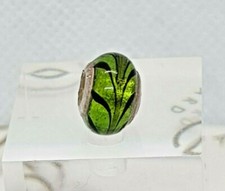 Lovelinks Petite Green With Brown Swirl Murano Glass  Bead Charm 925 Silver Used