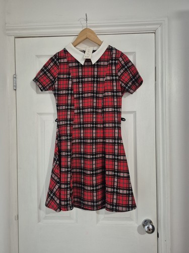 Kiah red tartan plaid collar - red,