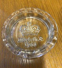 Elizabeth R 1953 Coronation Commemorative Glass Trinket Dish  / Ashtray 10cm